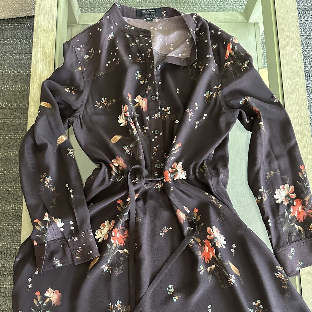 All Saints Women's Floral Dress 100% Silk